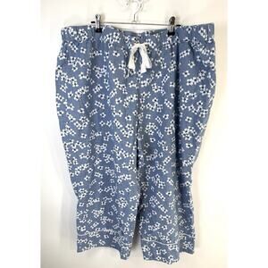 Lands End Draper James Pajama Pants Womens 2X 20/22W Capri Blue White Floral